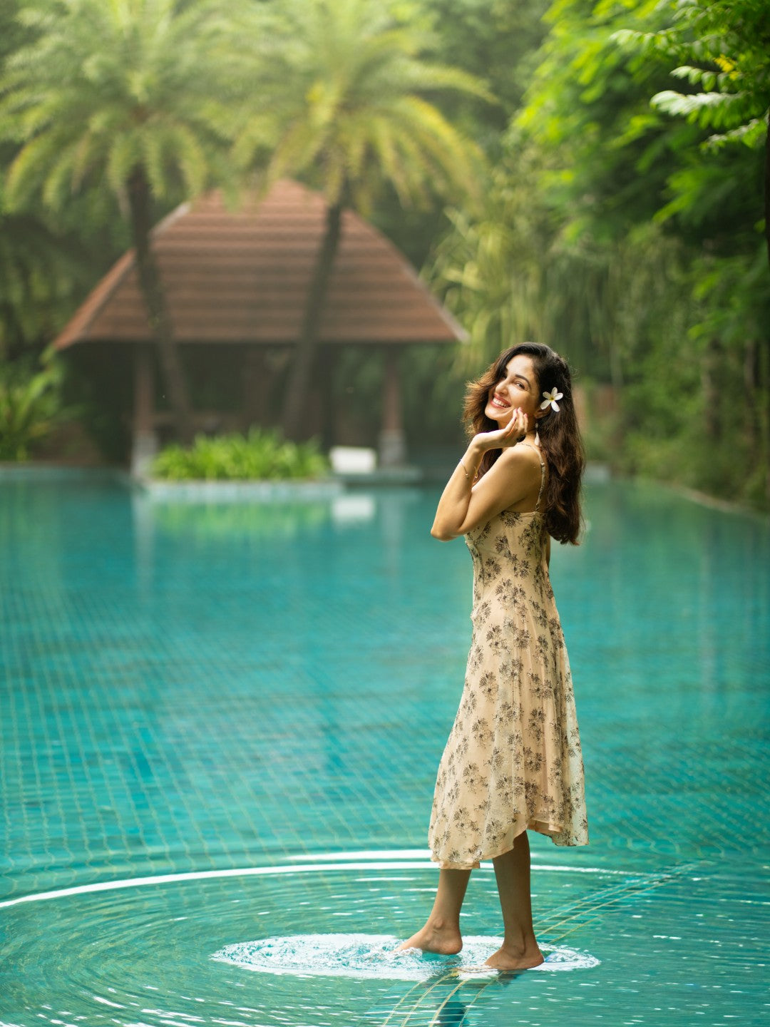 Pooja Chopra in our Lilly Lace Long Dress