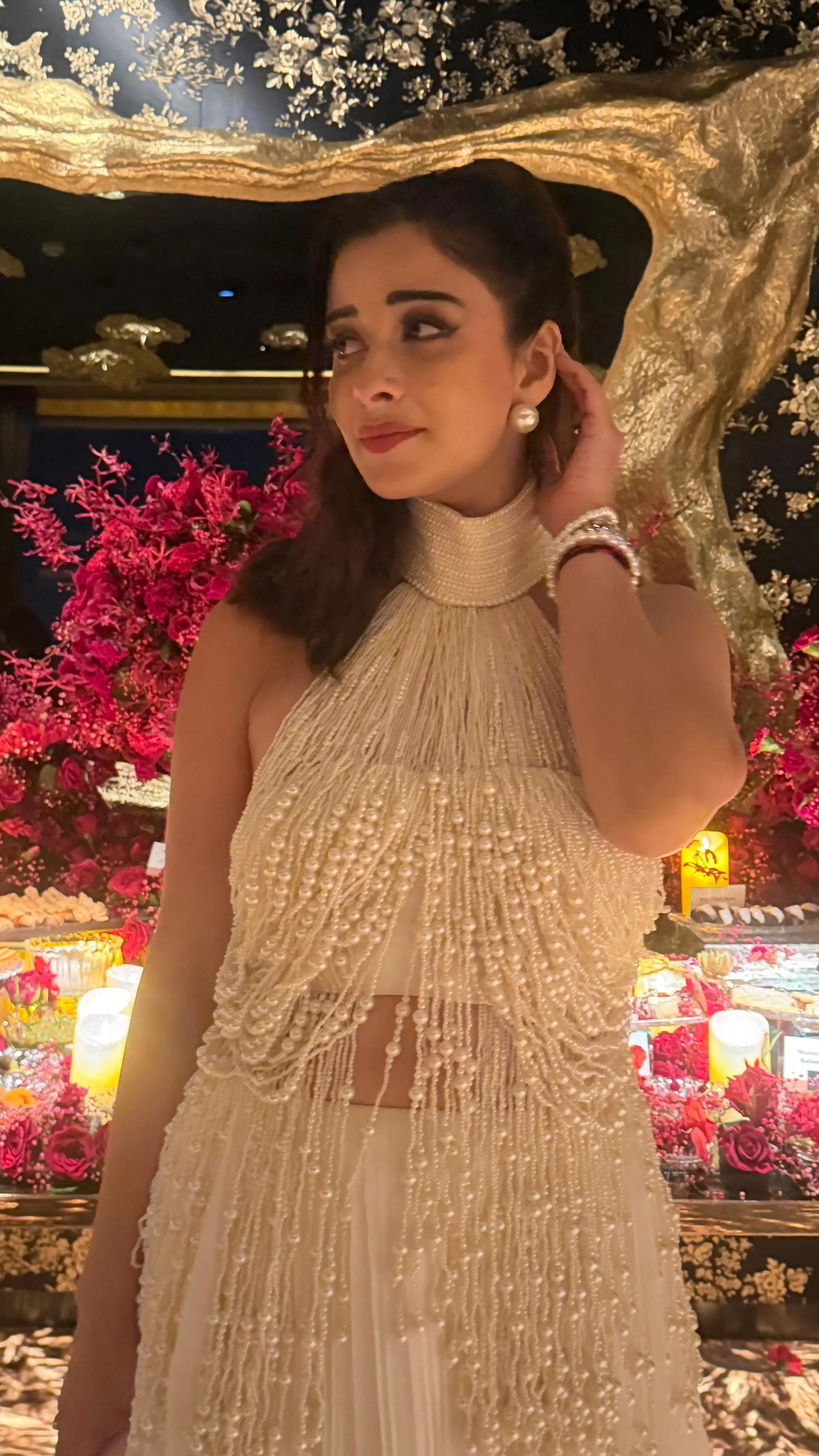 Nyra Banerjee In Our Pearl Cascade Set Ivory Rose