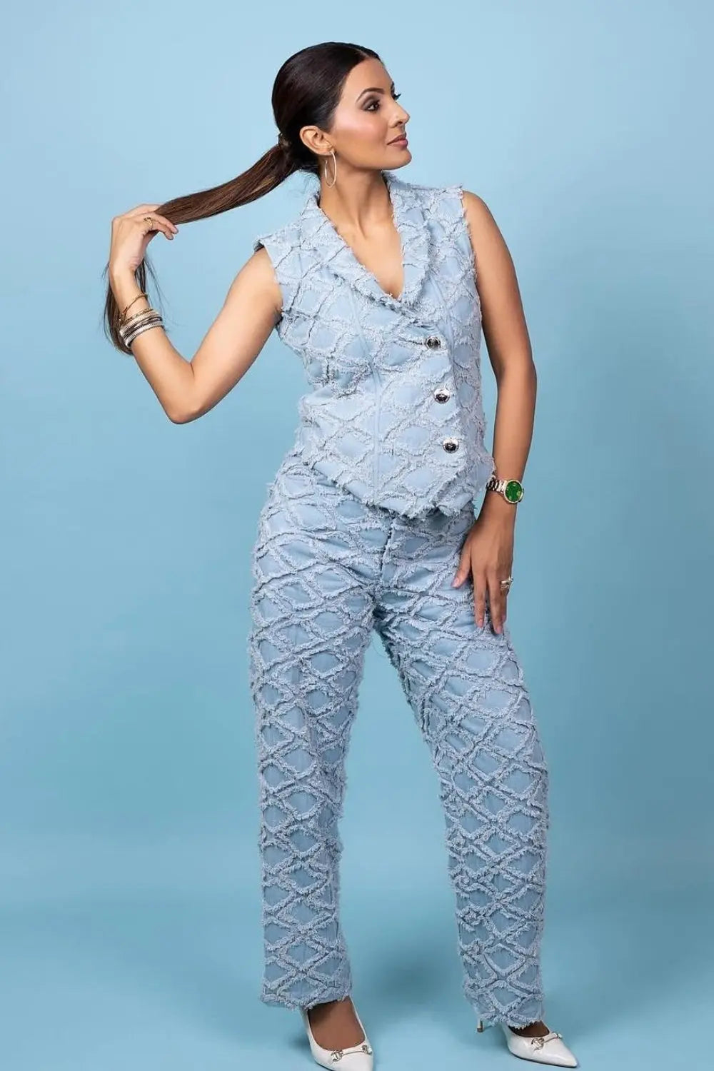 Geeta Basra In Our Isabella Denim Set Ivory Rose