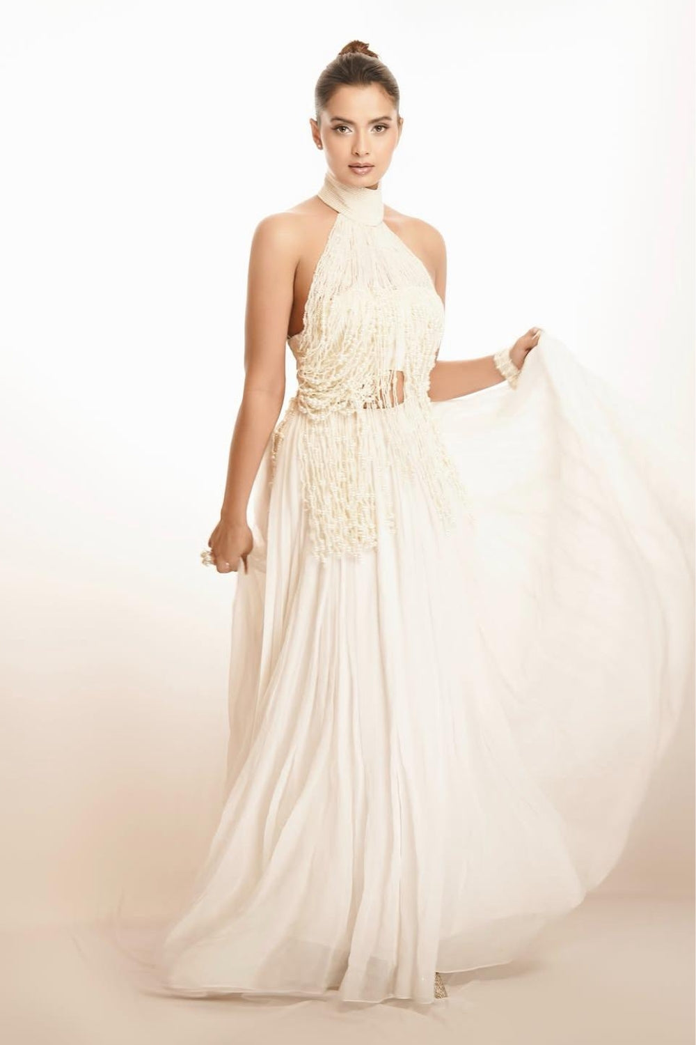 Neelam Giri In Our Pearl Cascade Set Ivory Rose