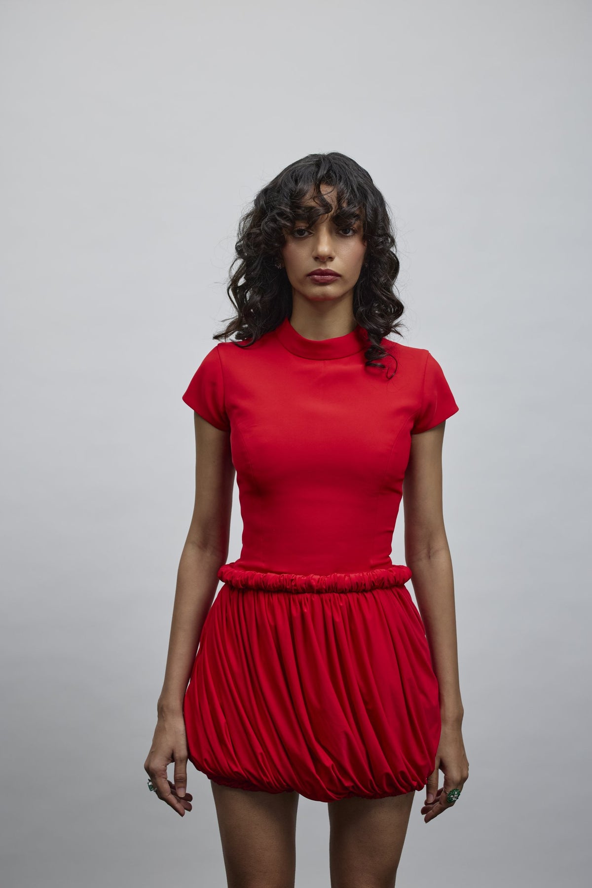 Cordon Rope-Waist Bubble Mini Dress — Material G(ir)l