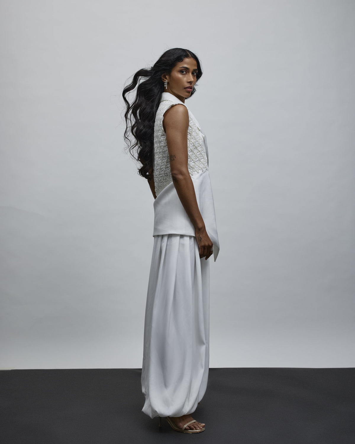 Aarzu Pearl-Embroidered Blazer & Balloon Pants Set — Material G(ir)l
