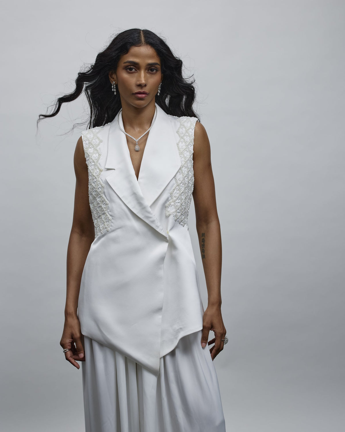 Aarzu Pearl-Embroidered Blazer & Balloon Pants Set — Material G(ir)l
