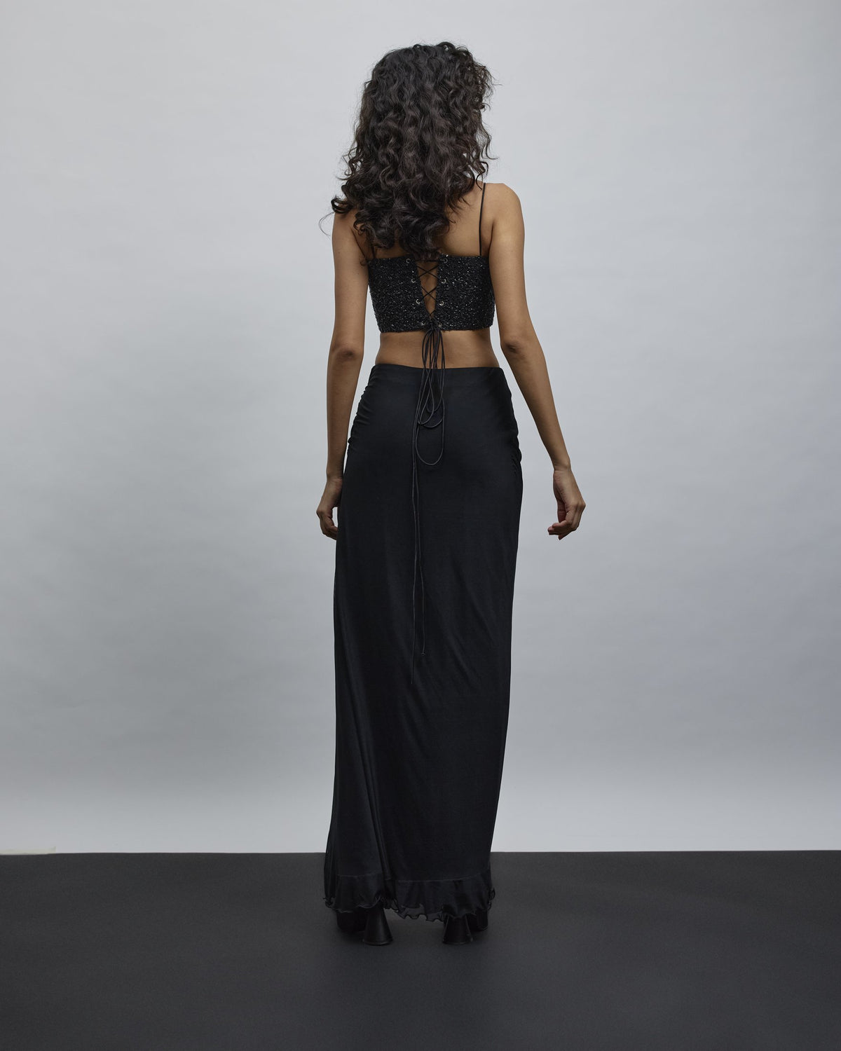 Ember Embroidered Bustier & Tie-Frill Pants Set — Material G(ir)l