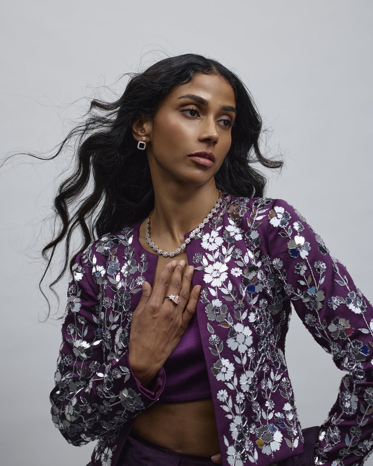 Aaina Mirror-Work Jacket & Pre-Draped Saree — Material G(ir)l