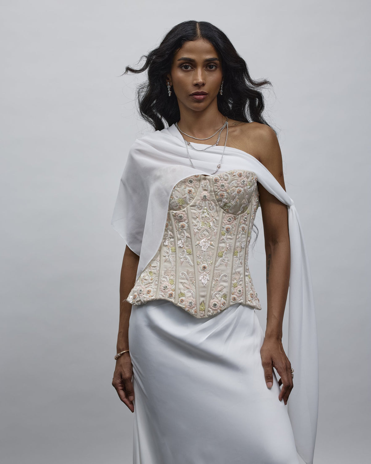 Rooh Corset Gown & Draped Cape — Material G(ir)l