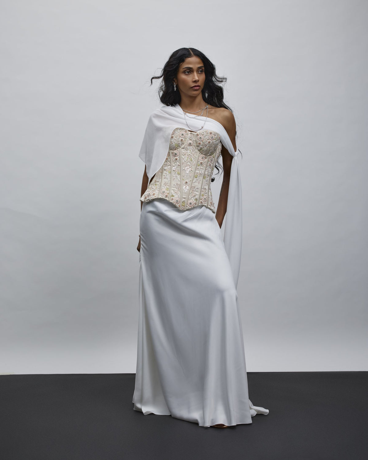 Rooh Corset Gown & Draped Cape — Material G(ir)l