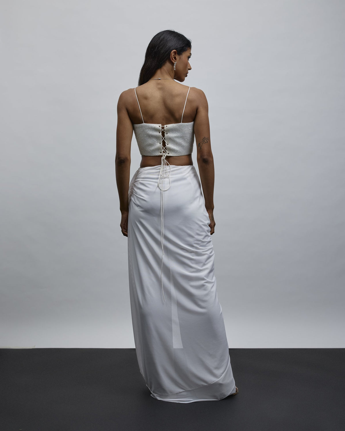 Opale Embroidered Bustier & Tie-Frill Pants Set — Material G(ir)l