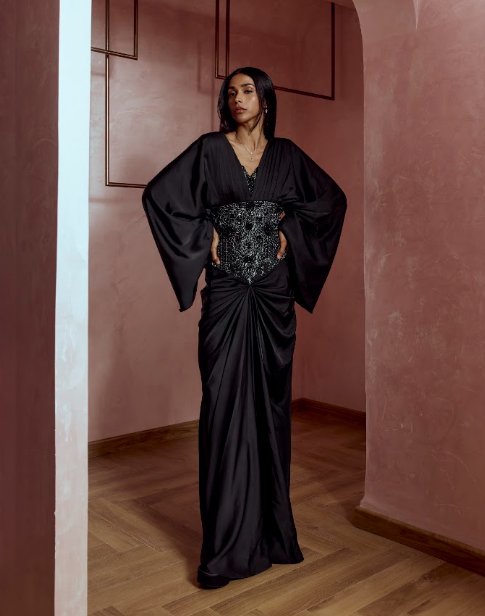 Nazuk Embroidered Waist Evening Gown — Material G(ir)l